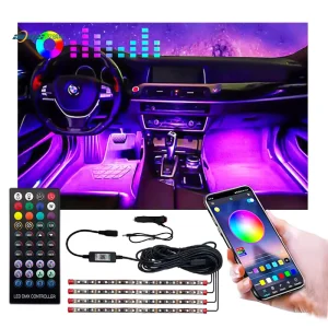 Interior Car LED Strip Lights Car Accessories APP Control with Remote Music Sync Color Change RGB Car Underglow Lamp Strip 5V