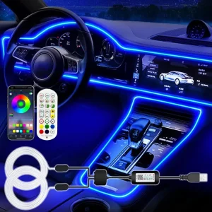 Interior Car LED Strip Lights RGB USB Ambient Lighting with Fiber Optic EL Wire Car Accessories