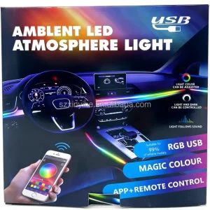 Interior Car Led Strip Lights Car Accessories APP Control with Remote Music Sync Color Change RGB Car Underglow Lamp Strip 5v