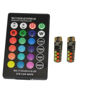 Interior & Convenience Bulbs 194 168 501 W5W 7 Colors Remote Control Multi Colors 12led 12SMD T10 RGB Car Led Light Lamp Bulb