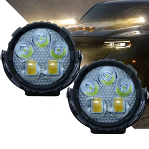 Ip68 100W 18000Lm Yellow Strobe Flash Spot Led Auxiliary Automotive Lights for Led Auxiliary Light Truck 12 24V 4 Inch