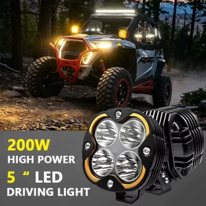 KC Inspired 5 Inch 200W LED Ditch Lights with DRL 20000LM IP68 Offroad Pod Lights for 4×4 SUV UTV