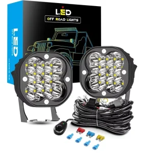 KIT-H-XF-16 3″ 48W 9-30V LED Driving Pods Amber Covers for Offroad for Wrangler Truck Pickup ATV