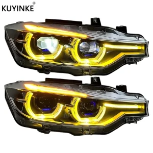 KUYINKE for BMW 3 Series F30 320i LCI F35 Headlamps Upgrade Full LED White Yellow DRL Switchable Ikon Headlights
