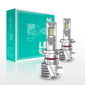 LANSEKO Car LED Headlight M6 H7 Fanless Mini Halogen Size Bulbs 24W 6000LM GC 7535 LED Chips for Auto LED Lighting
