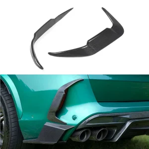 LCI SQ Style 2Pcs Sticky Dry Carbon Fiber Rear Bumper Insert Trim For BMW X5M F95