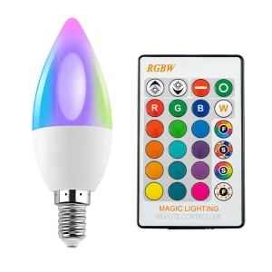 LED 5W RGBW Candle Bulb E27 E14 16 Colors Changing Remote Control Dimmable AC85 265V Home Decor