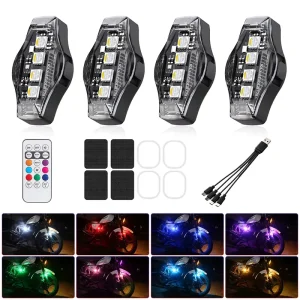 LED Aircraft Strobe Light Remote Control USB C Charging Universal Motorbike Car Truck Offroad Decorative Light Kit