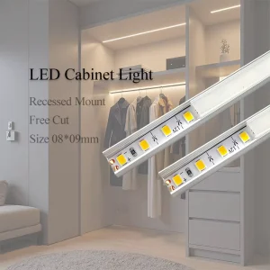 LED Aluminum Profile Channel 08X09 Under Cabinet with 5mm LED Strips 12V Linear LED Light Bar Aluminum Housing 1M 2M 3M Diffuse