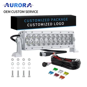 LED Arctic Aurora Off road Vehicle Lights Marine Spotlights White Black Housings Dual row Lamps 9 36V