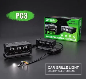 LED Auxiliary Lens Light 75W 30000LM 3 Lens Car LED Grille Light Dual Color Light Car Led Front Grille Lights