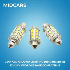 LED Bulb 12V 24VDC Festoon 42mm 15mm Extra Thick Cylinder 360 All Around Light for Boat Anchor Marine Cabin Cargo