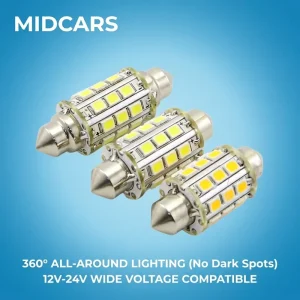 LED Bulb Heavy Duty 24V Festoon 42mm 15mm Diameter 360 Degree Indicator Pilot Lamp for Industrial Machine Control Panel