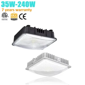 LED Canopy Light Outdoor 40W 60W 80W 100W CCT Select ETL Exterior Fixture Surface Pole Mount for Parking Garage Gas Station