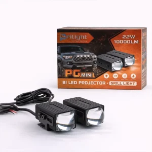 LED Car Grill Light 3000K 6000K 22W Car Spotlights High Low Beam Matrix LED Grille Lights BiLED Projector Lens