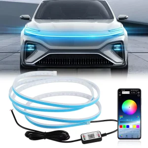 LED Car Hood Lights Strip RGB Flexible Auto Engine Cover Decoration Atmosphere Lamp Modified Car Hood Daytime Running Light IP65