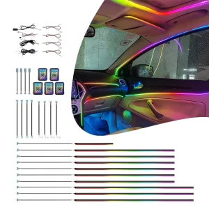 LED Car Interior Ambient Light Strip 64 Colors Universal Fit 12V 50000 Hours Lifespan