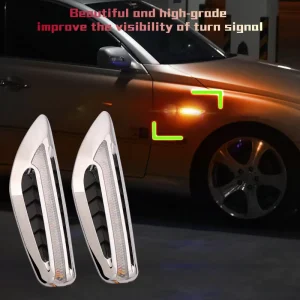 LED Car Side Marker Light with Sequential Amber Turn Signal Daytime Running Light Waterproof ABS