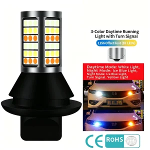 三色解码LED DRL，防闪烁日间行车灯，带顺序转向灯，适用于汽车改装