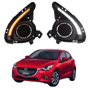 LED 日间行车灯 (DRL) 适用于 2 Demio 2015-2017 12V 雾灯罩带转向灯 9W 5000lm