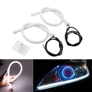 LED DRL 30CM 45CM 60CM Silicone Soft Strip White Red Pink Green Ice Blue Yellow Car Tears Light Auto Atmosphere Lamp