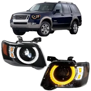 LED DRL Headlight Assembly for Ford Explorer Signal Head Light Projector Headlamp Front Light Assembly