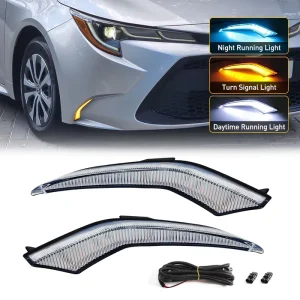 三色日间行车灯 LED DRL 带动态转向灯 适用于丰田卡罗拉 L LE XLE