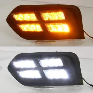 LED DRL for Honda City Daytime Running Light Daylight Fog Lamp Cover with Yellow Turn signal Function