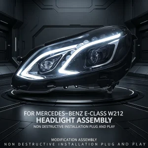 LED Daytime Running Light Dynamic Turn Signal Dual Lens Headlamp Retrofit Kit 12V 6000K Fit W212 E200 E260 E300