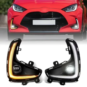 LED Daytime Running Lights with Fog Lamp Set for Toyota Yaris Vios 3-Color Turn Signal