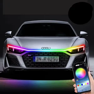 LED Decorative Lamp Universal Car Daytime Running Light DRL Dynamic Auto Tuning Headlight Strip Scan Starting Kit Car Hood Light