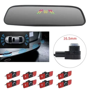 LED Display Car Reverse Parking Sensor Kit Buzzer Alarm AHD Image Sensor Auto White Rearview Mirror Assistant Reverse Camera