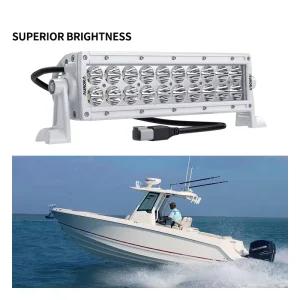 LED Dual Row Light Off Road Driving Light Marine Spotlight ABS White and Black Housing Waterproof Vehicle Work Lamp