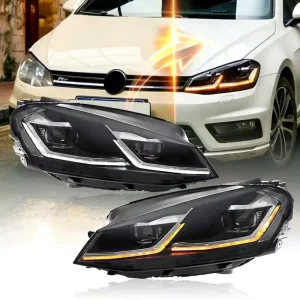 LED Dynamic Signal Headlight Assembly For VW Golf 7 MK7 Dual Xenon Lens Higher Brightness