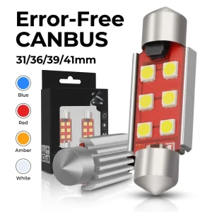 LED Festoon 31mm 36mm 41mm C5W Car 6000K White Light Lamp Interior Door Read License Plate Bulb