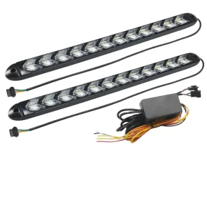 LED Flexible DRL Daytime Running Lights Turn Signal White Amber Switchback Dynamic Streamer Knight Rider Strip Light Headlight