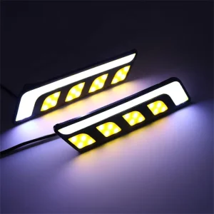 LED Flexible Optical Headlight Dual Color Switchback Car DRL Daytime Running Light