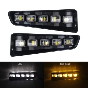 LED Fog Lights Turn Signal DRL 2 4 Door with 5 LEDs 12V ABS Black for Bronco Front Bumper Lamps