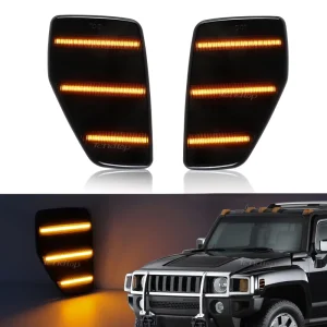 LED Front Fender Lights Side Marker Signal Lights for Hummer H3 H3T Repeater Reflector Indicator Lamps