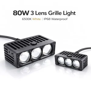 LED Grille Lights Auto Lighting Systems 80W 6500K 3 Lens LED Car Grille Lights Bi Led Projector Lens