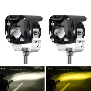 LED Head Lights for Motorcycle Waterproof 12V High and Low Beam 50W LED Light Dual Color Motorcycle Extra Light