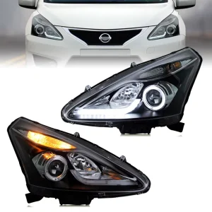 LED Headlamp for Nissan Tiida Front Lamp Angel Eyes Head Lights Bi Xenon Projector Lens Headlight