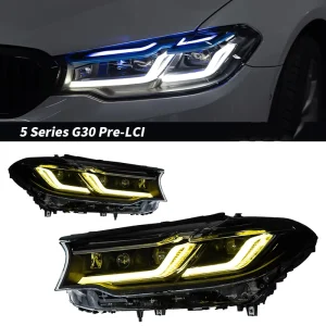 LED Headlight Assembly 12V New Beam for 5 Series G30 Dual Color Switchback DRL Sequential Turn Signal Headlamp