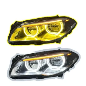 LED Headlight Assembly 12V for 5 Series F10/F18 with Upgraded Dual Color Yellow & White DRL Replacement 6000K