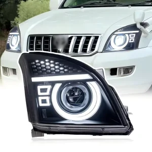 LED Headlight Assembly Compatible for Toyota Prado Modified for LED DRL & Sequential Turn Signal