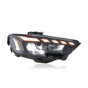 LED Headlight Assembly Custom Fit for Audi A3 with RS Style Lens DRL and Sequential Turn Signals
