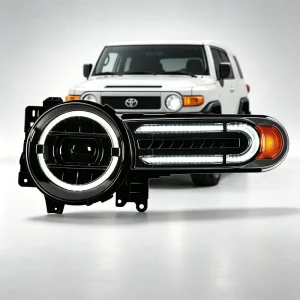 LED Headlight Assembly For Toyota FJ Cruiser Angel Eye DRL Dynamic Sequential Turn Signal Plug & Play Front Head Lamp