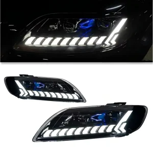 LED Headlight Assembly for Audi Q7 Bi Xenon Projector Laser DRL Flowing Turn Signal Retrofit Auto Parts
