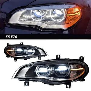 LED Headlight Assembly for BMW X5 E70 Modified Angel Eyes LED DRL Front Lamp Retrofit Upgrade Kit Plug & Play