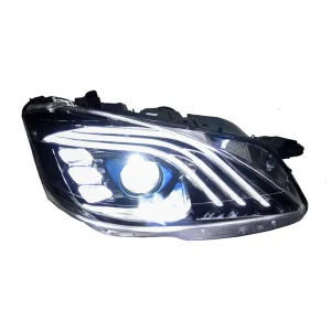 LED Headlight Assembly for Benz S-Class W222 Seq Turn Signal Bifocal Lens 6500K 12V IP68 Waterproof Plug & Play